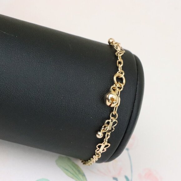 "Rose Gold Plated Charm Bracelet with Bell & Butterfly Accents, XPBL1111 - Picture 8 of 12